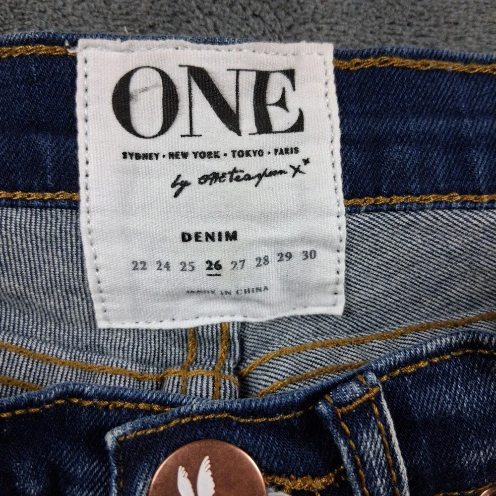 NWT One Teaspoon Denim Shorts Womens 26 Blue Distressed Frayed Cut Offs‎